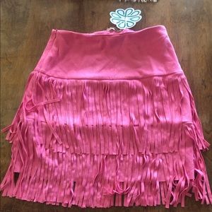 Pink fringe skirt